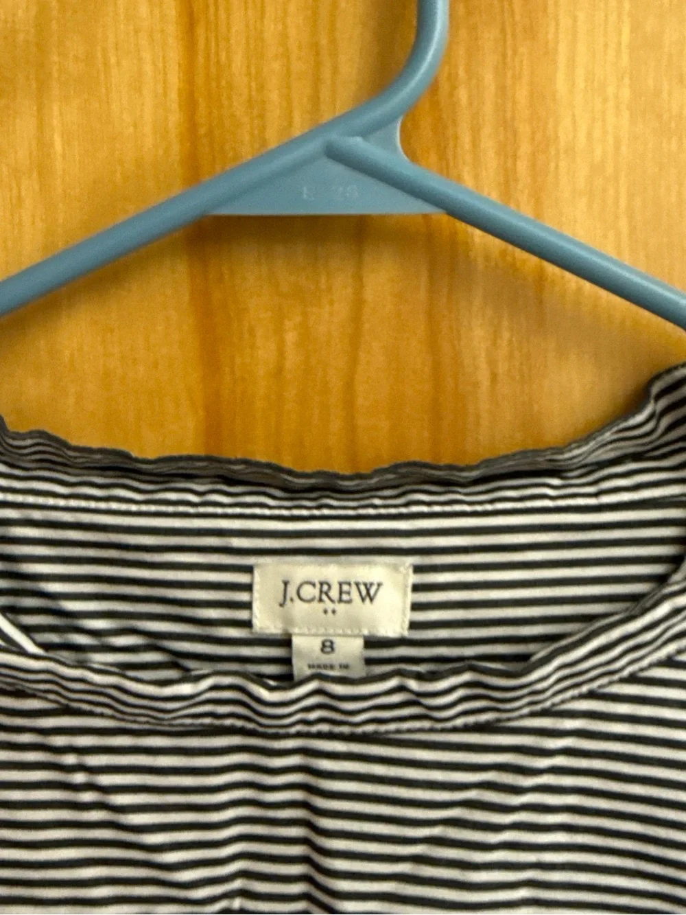 J. Crew Women’s Black & White Stripe Button-Shoulder Long-Sleeve Top Size 8